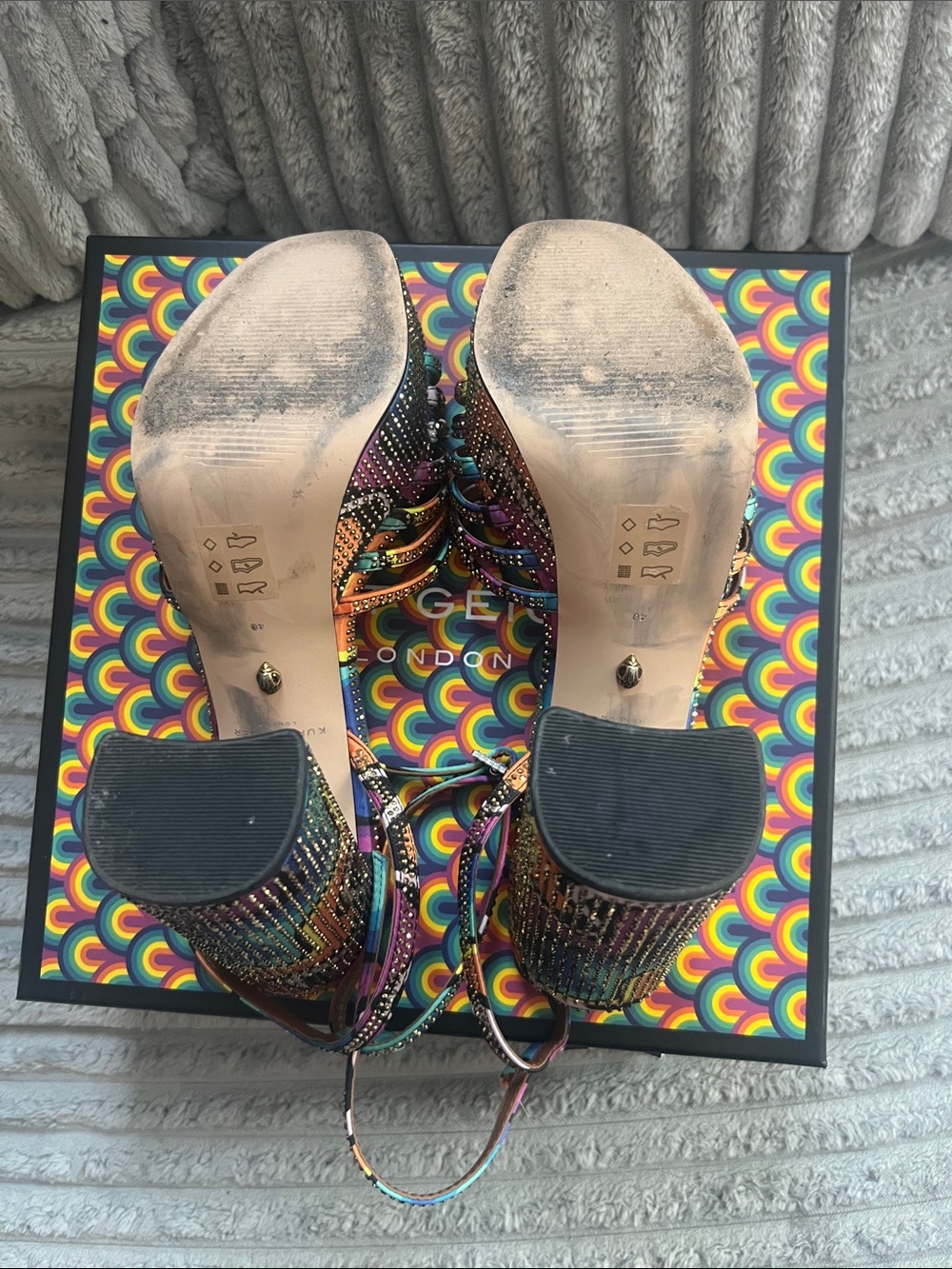 Kurt Geiger Rainbow Beaded Platform Sandals - Picture 3 of 5
